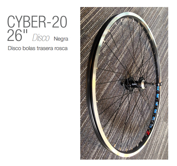 RUEDA BICICLETA TRASERA 26 CYBER-20 NEGRA CON DISCO ROSCA